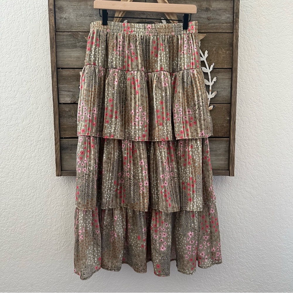 Nordstrom‎ Minkpink Floral Tiered Maxi Skirt Ladies Large NWT